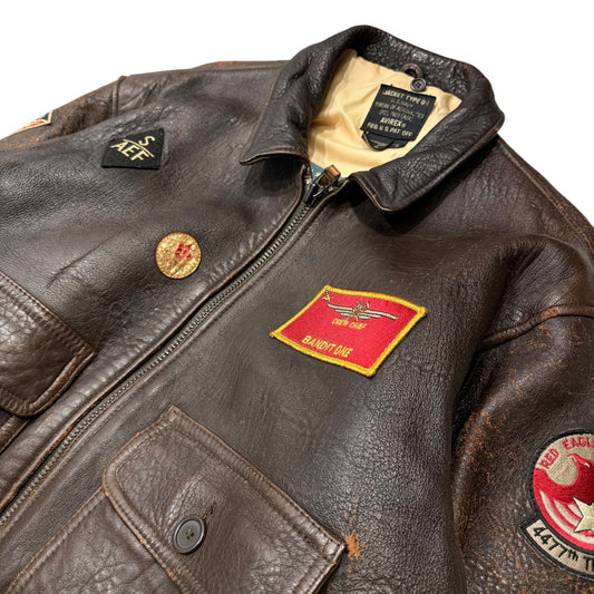 AVIREX G-1 Flight Leather Jacket Patches Brown Size S