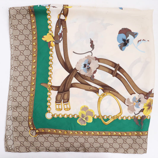 Gucci Silk Multicolor 50879 Floral GG Scarf