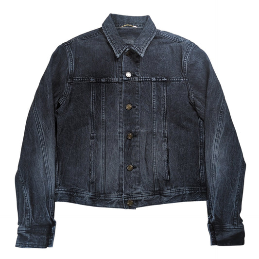 SAINT LAURENT Heart Patched Black Denim Jacket Size S