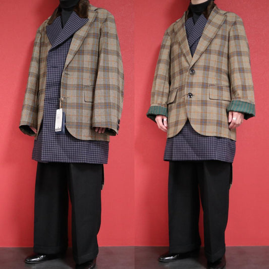 Kolor 20AW Three Pieces Docking Coat Navy Brown Size 1