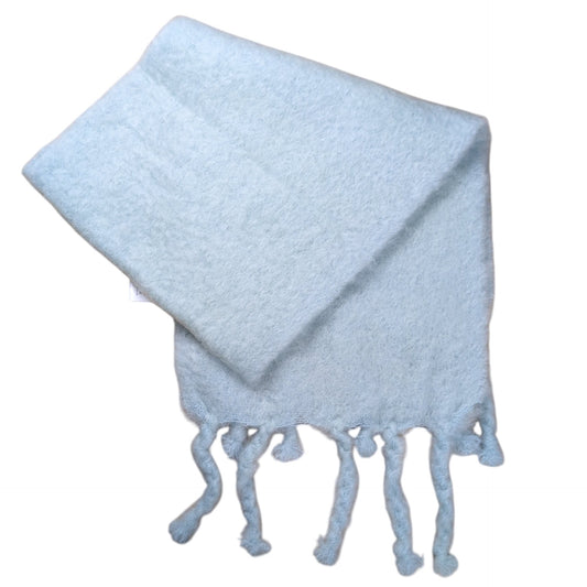 JIL SANDER Blue Mohair Wool Fringe Muffler