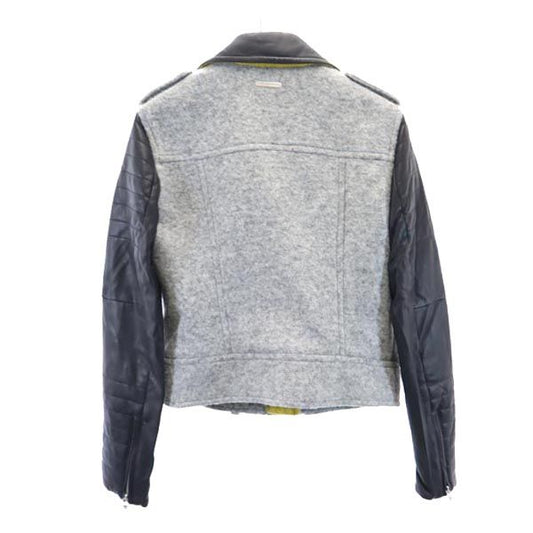 ARMANI EXCHANGE Faux Leather Wool Blend Jacket Gray Size S