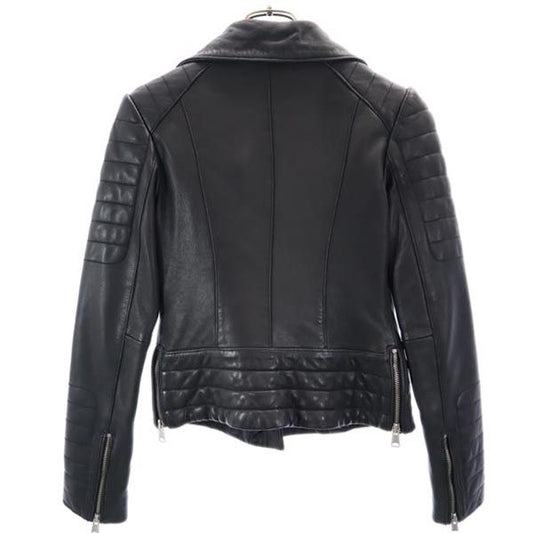 ALLSAINTS Black Lambskin Leather Jacket Size UK2