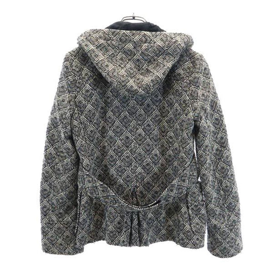 SEE BY CHLOE Wool Blend Patterned Hooded Peacoat Coat Size 40