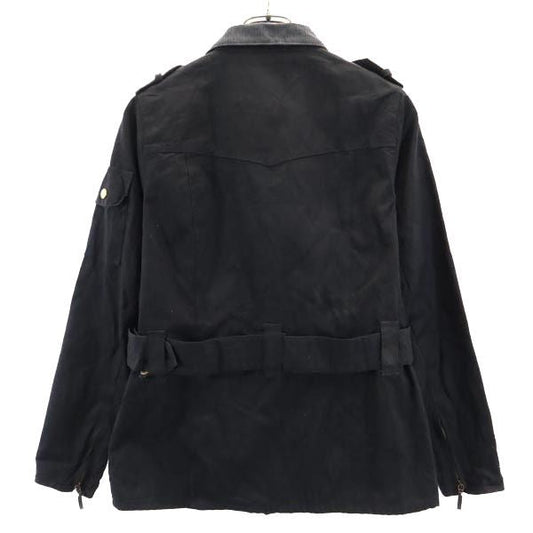 Barbour Waxed Cotton Jacket w/ Waist Belt Black Size 10