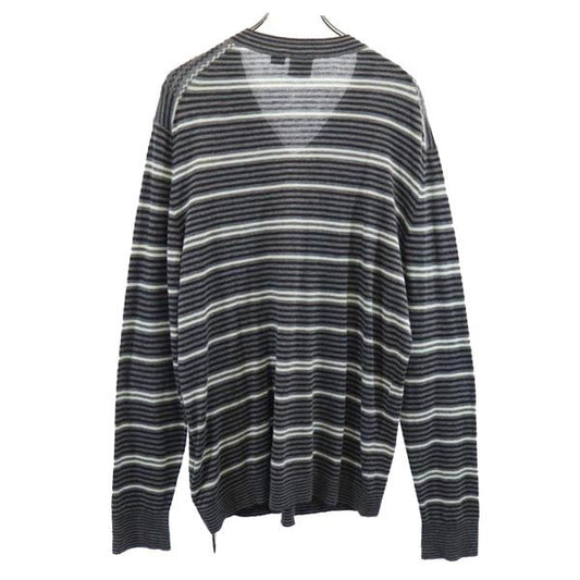 ARMANI EXCHANGE Striped V-Neck Knit Sweater Gray Size XL
