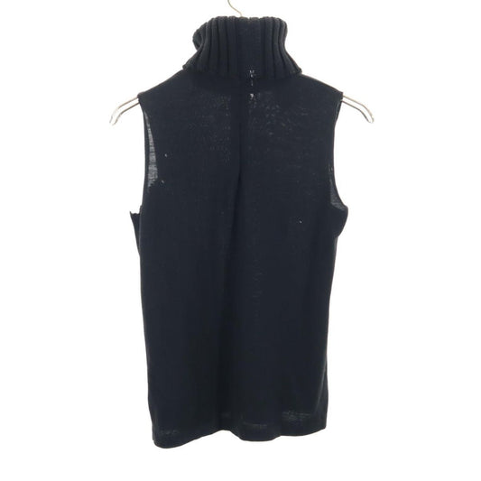 CHANEL Sleeveless Turtleneck Knit Vest Black Size 38
