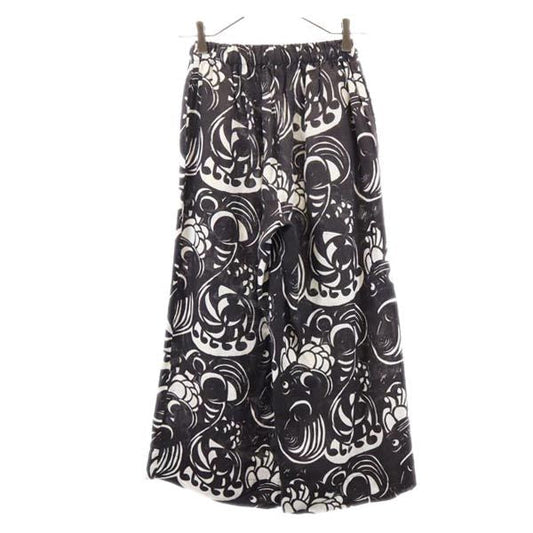 marimekko Black Linen All-Over Pattern Waist Pants Size 34