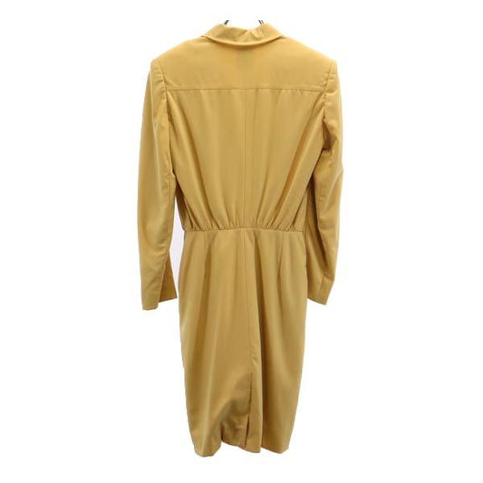 CELINE Yellow Long Sleeve Midi Dress Size 36