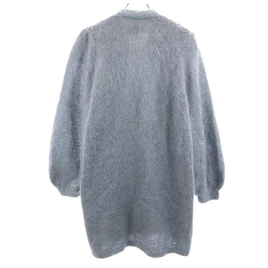 VINTAGE 80s Mohair Knit Long Sleeve Cardigan Blue Size L