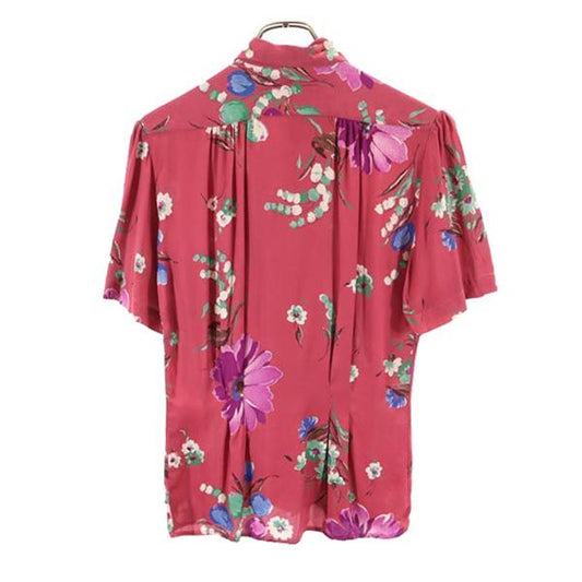 RALPH LAUREN Floral Open Collar Shirt Pink Size 4