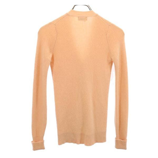 HERMES Long Sleeve Silk Knit Cardigan Orange Size 40