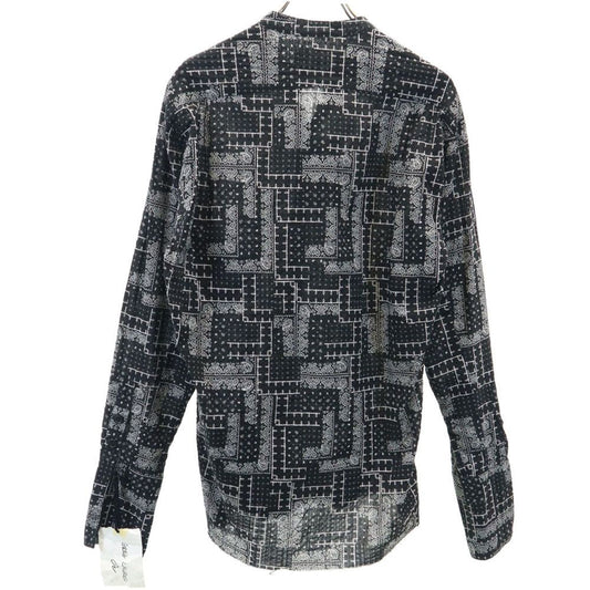 GREG LAUREN USA Paisley Long Sleeve Open Shirt Black Size M