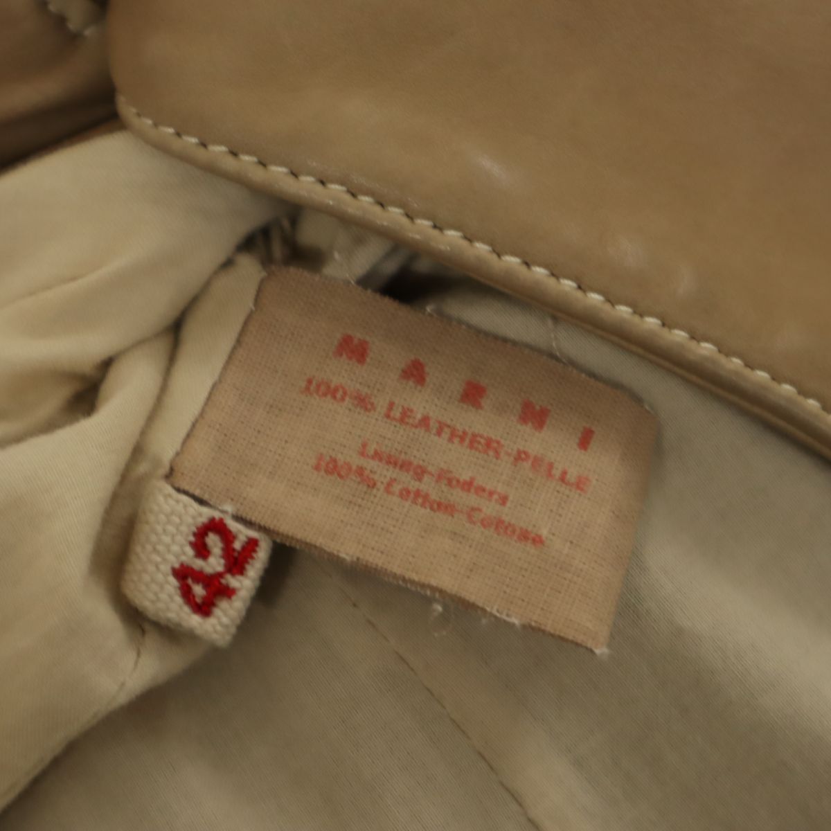 MARNI Genuine Leather Coat Beige Size 42