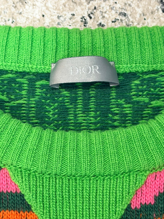 DIOR x STUSSY Multicolor Wool Jacquard Sweater Size M