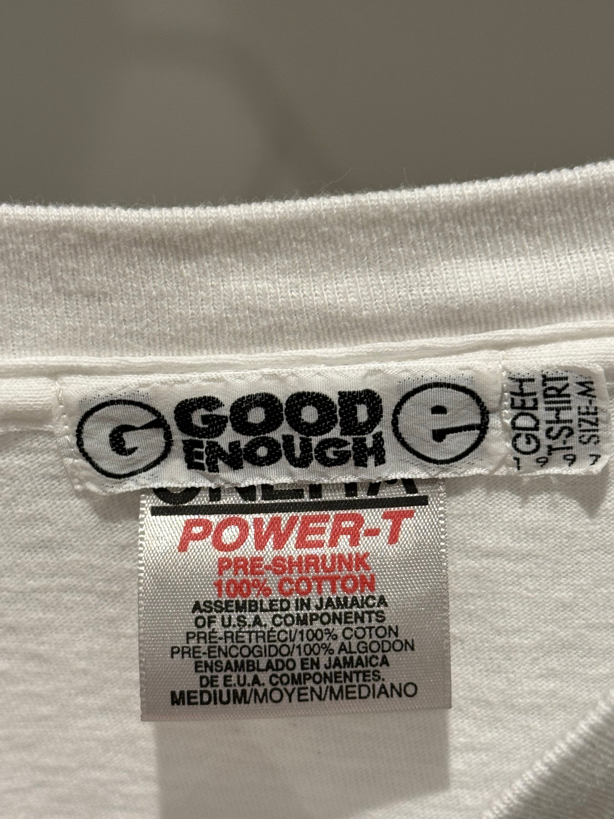 GOODENOUGH 90s White Tee Size M