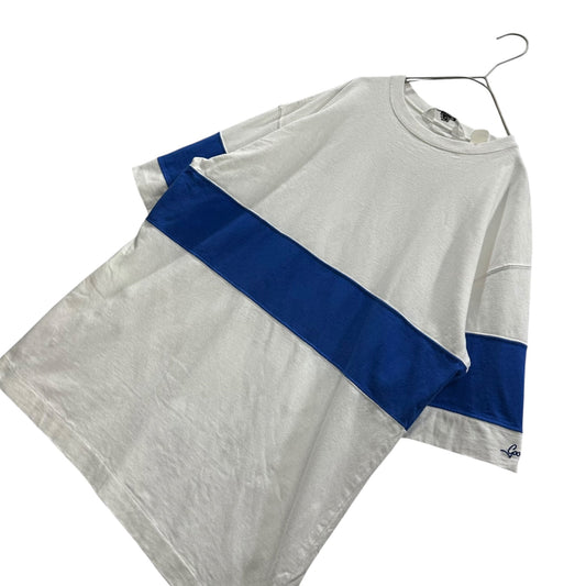 GOODENOUGH 90s Line-Blocked S/S T-Shirt White Blue