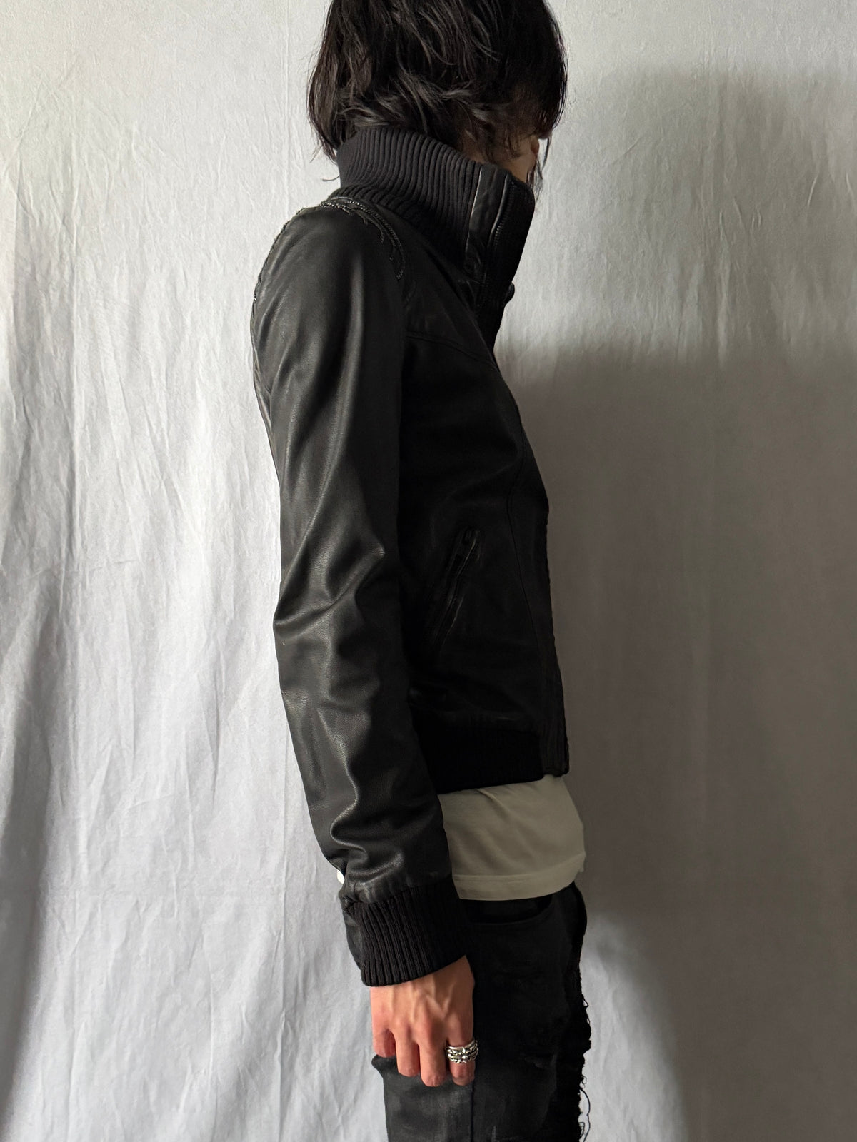 DIESEL Black Vein Sheep Leather Jacket Size XS