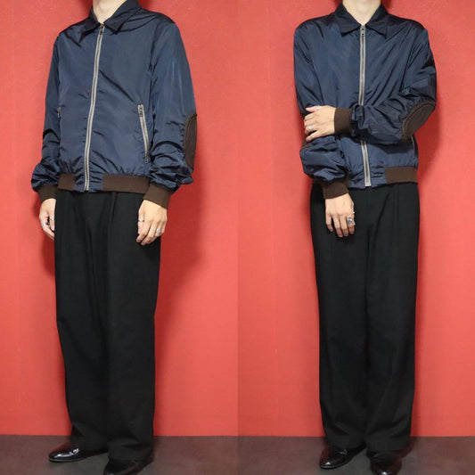 Vintage Prada Sport Nylon Leather Elbow Patch Jacket Size 48