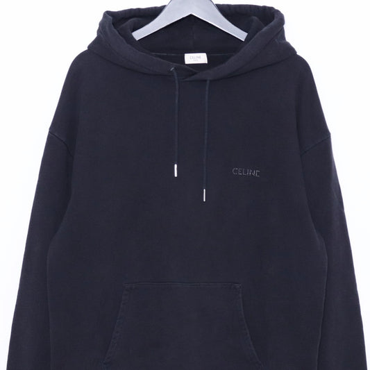 CELINE Stud Logo Pullover Hoodie Black Size XXL