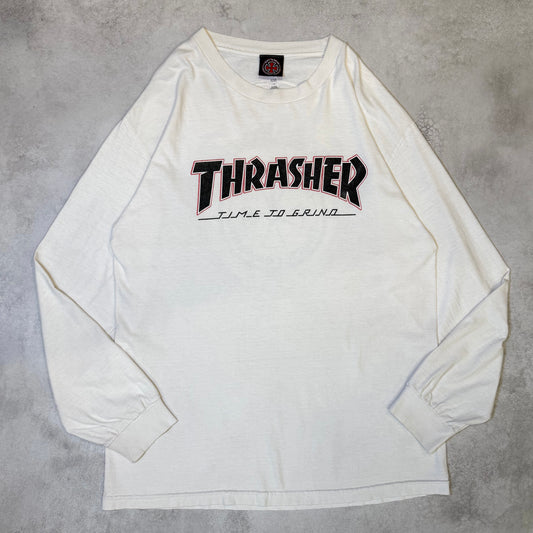 INDEPENDENT THRASHER 00s Cotton Long T-Shirt White Size L