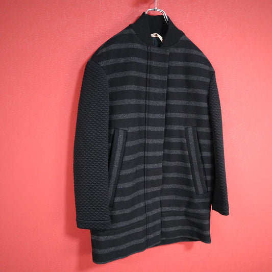 N21 Black Paneled Sleeve Zip-Up Coat Size M
