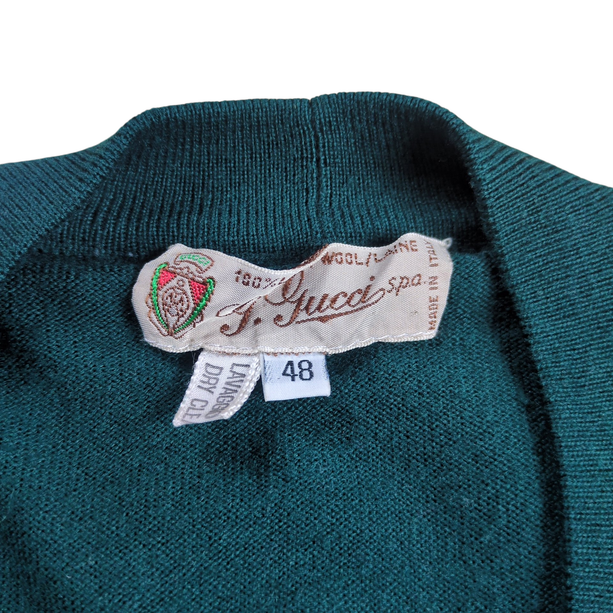 Gucci 1970's GG Logo Embroidered Web Line Cardigan Size 48