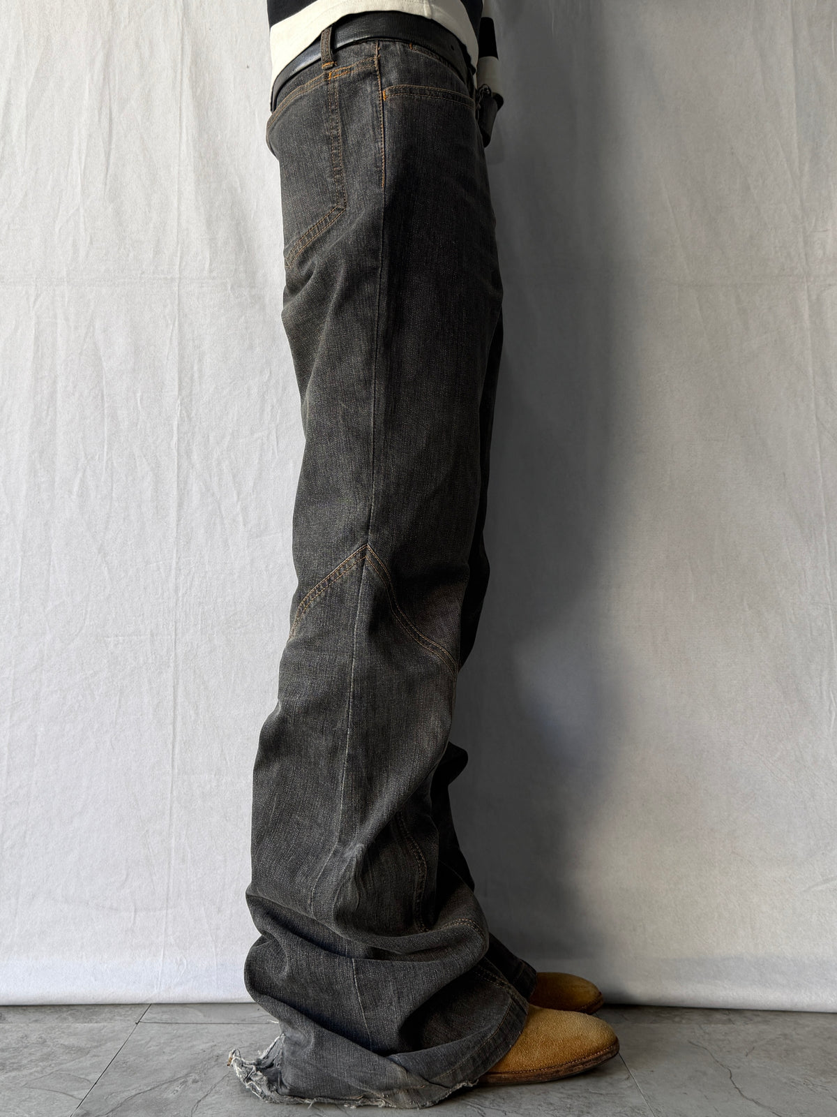 TORNADO MART Panel Seam Black Flare Jeans Size L