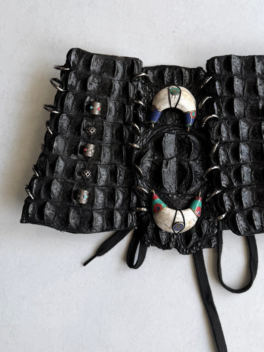 1vfudie Indian Crocodile Leather Corset Size FREE