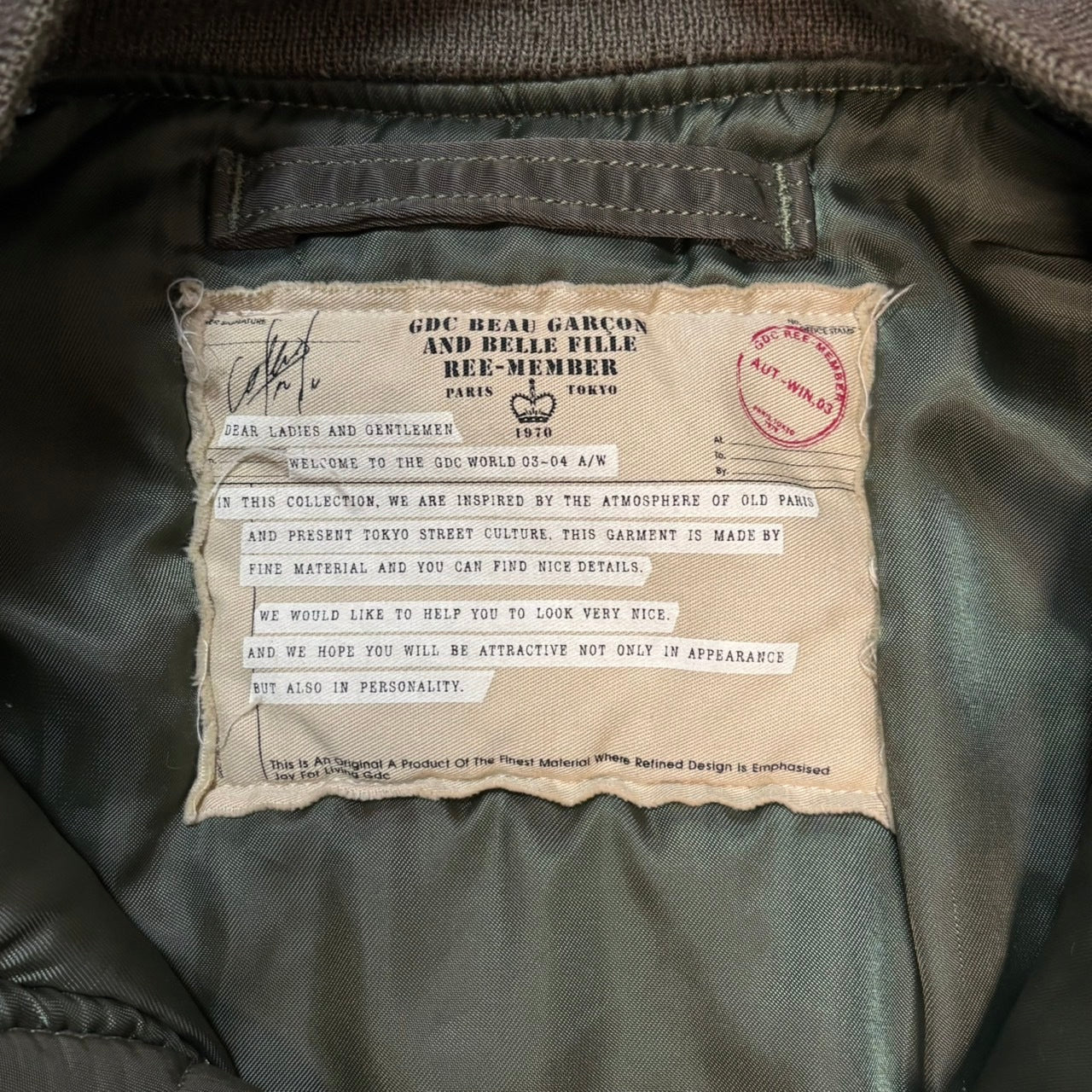 Vintage 04AW Green MA-1 Flight Jacket Size MEDIUM