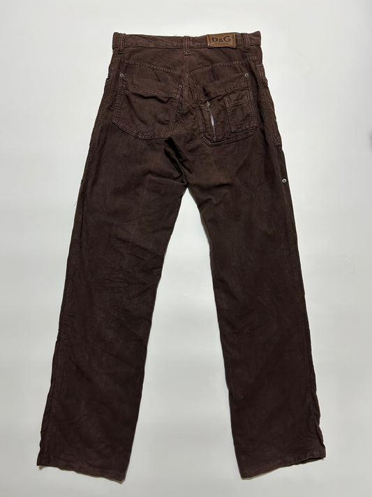 Dolce & Gabbana D&G 2000s Bordeaux Moleskin Cargo Trousers