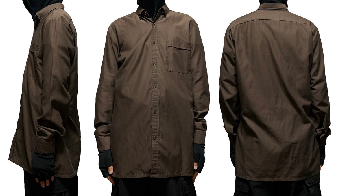 PIERRE CARDIN 60s Long Sleeve Shirt Brown