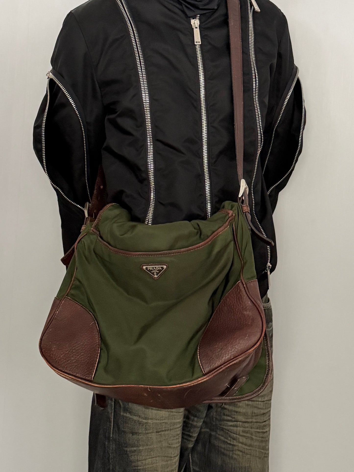 Prada Mix Material Shoulder Bag Multi Size F