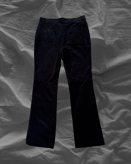 agnes b. Black Cotton Velour Flare Pants Size 40