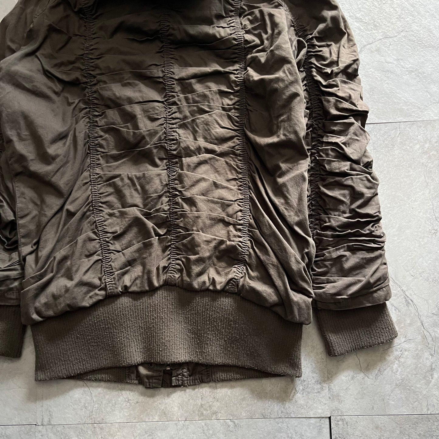Vintage Y2K Brown Shirring Cotton Jacket Size S