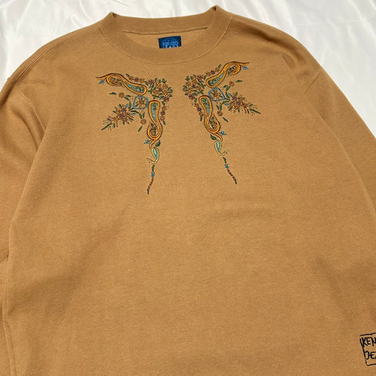 KENZO JEANS Yellow Embroidered Cotton Sweatshirt Free Size