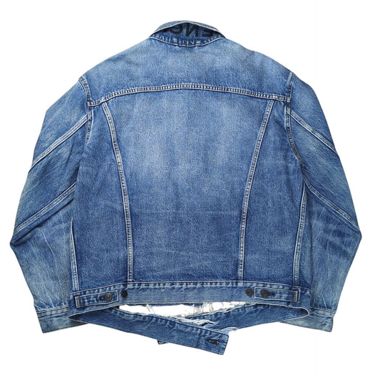 Balenciaga Neck Logo Distressed Denim Jacket Size 34