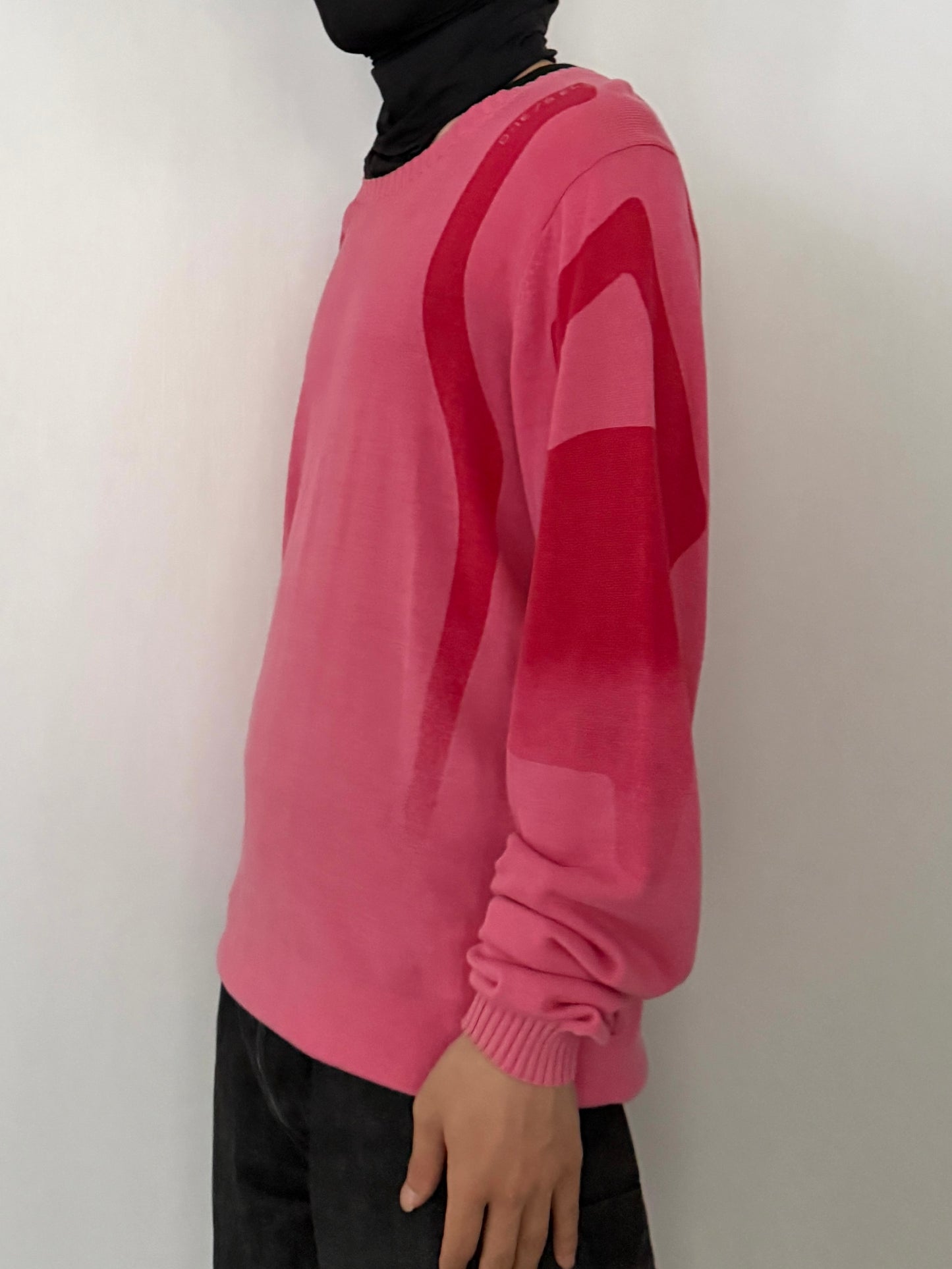 Diesel Pink Cotton Long Sleeve Knit Henley Size L