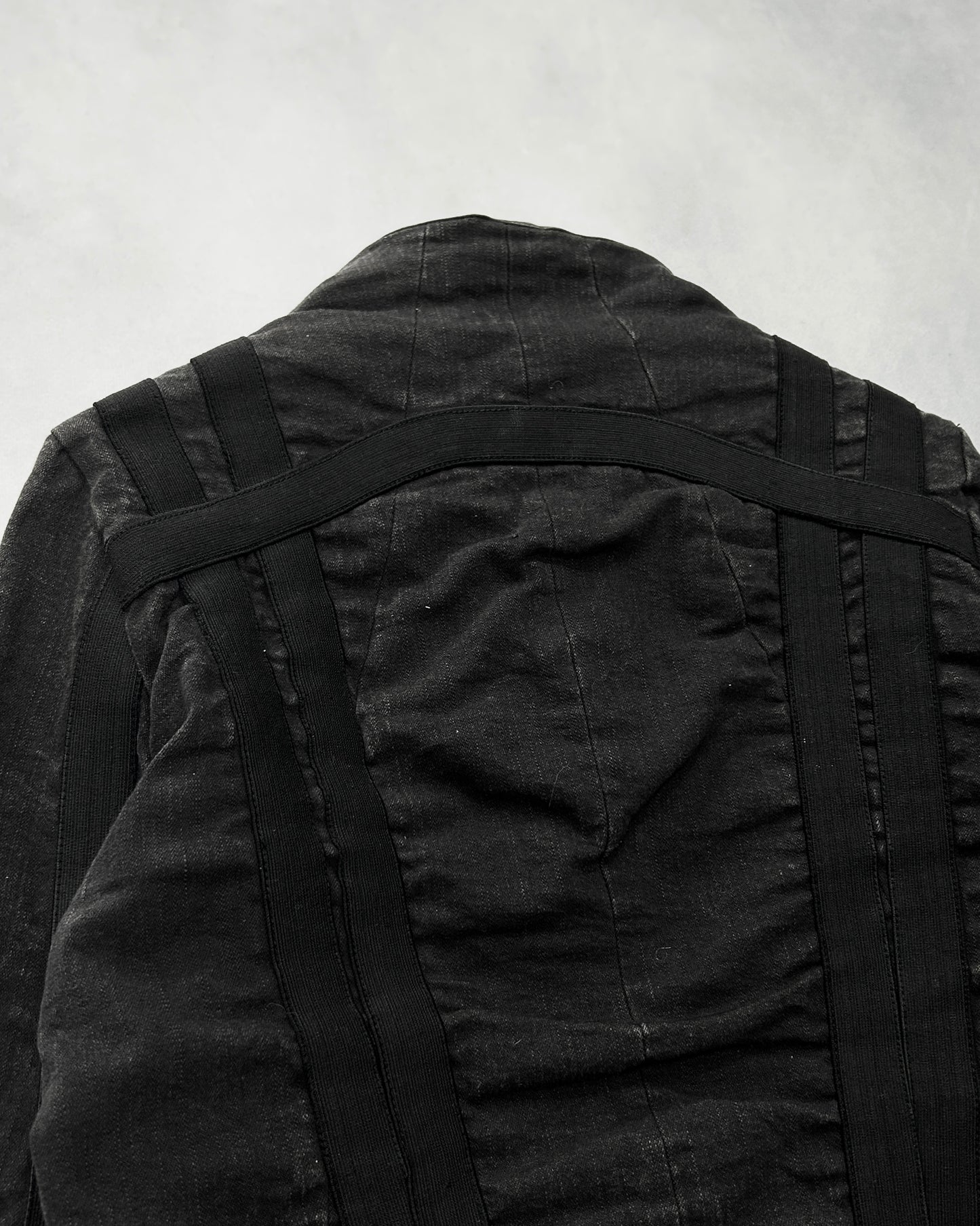 Dirain 2010s Cross Tape Zip Jacket Cotton Blend Black Size 1