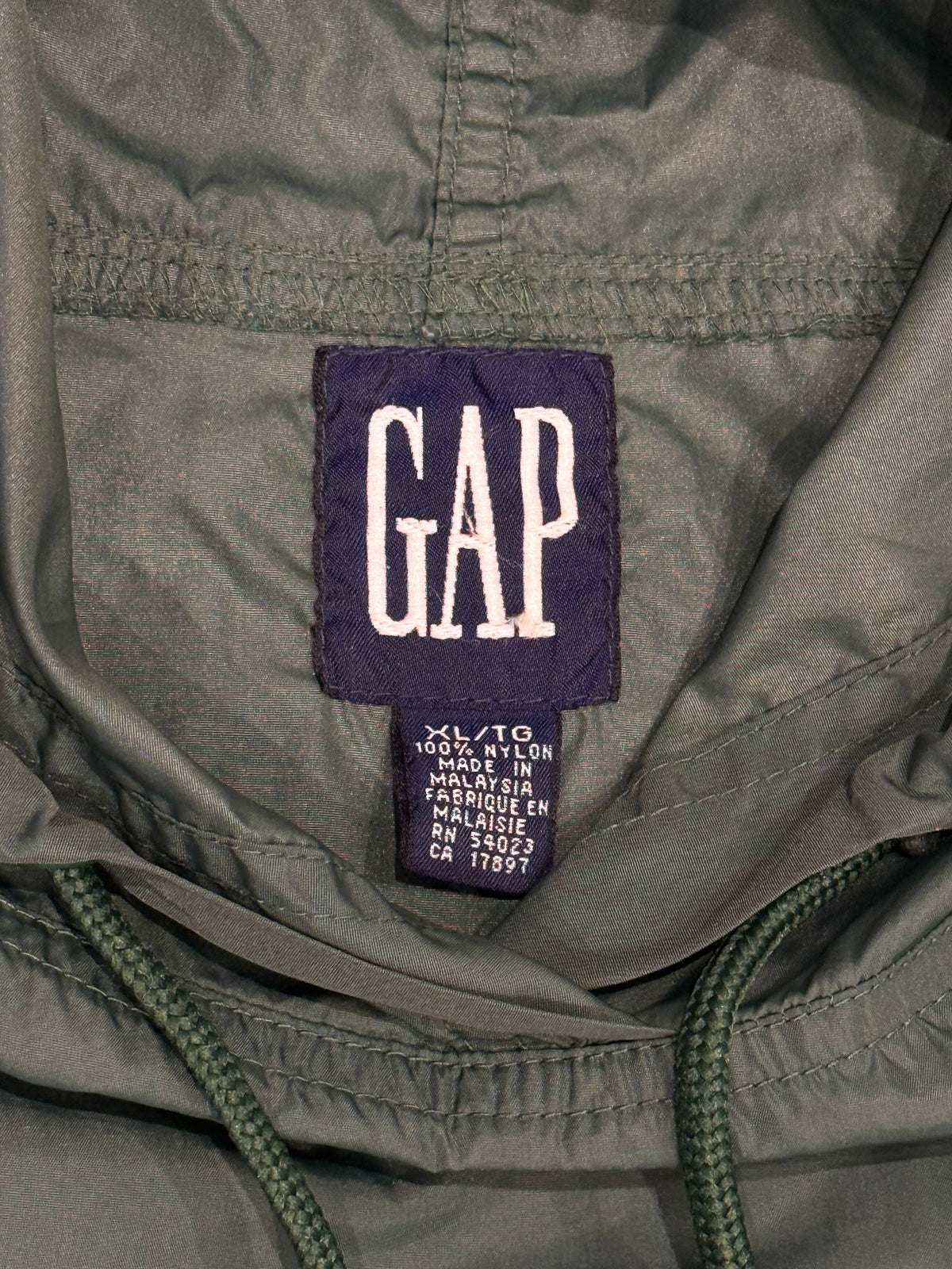 OLD GAP 90s Nylon Anorak Olive Green Size XL