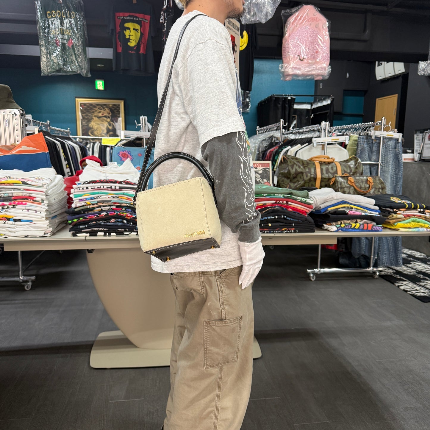JACQUEMUS Le Seau Carré Bicolor Bucket Bag Size ONE SIZE