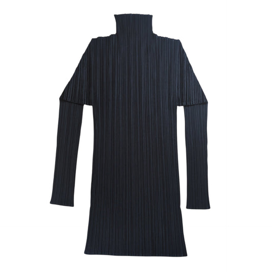 PLEATS PLEASE ISSEY MIYAKE Black High Neck Long Sleeve Shirt Size 3