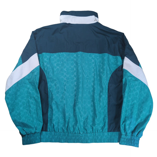 COACH Signature Logo Color Block Track Jacket Green Size S