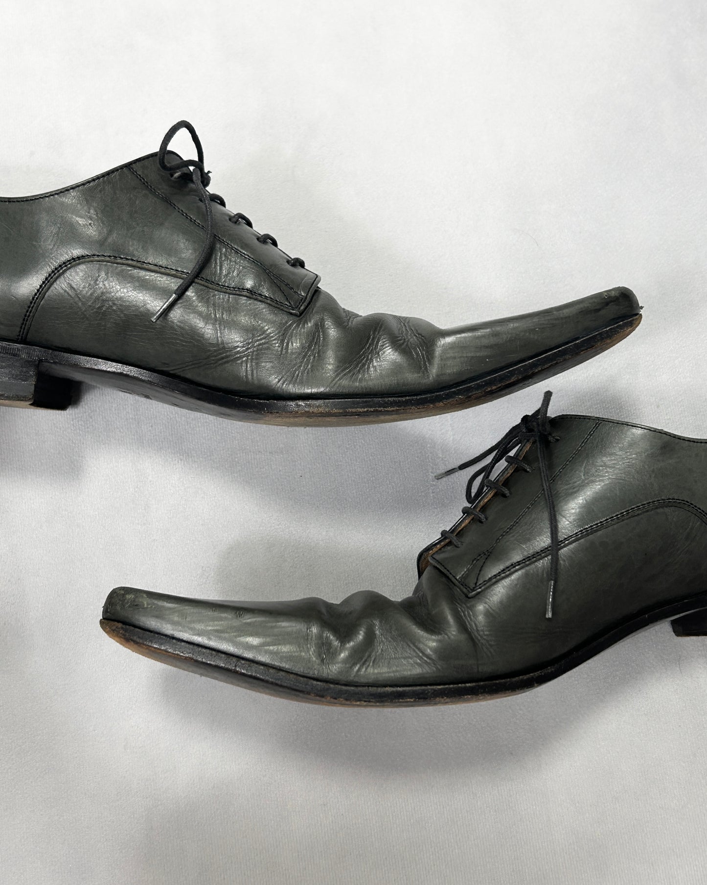 Dolce & Gabbana Plain Toe Leather Derby Shoes Black Size 13