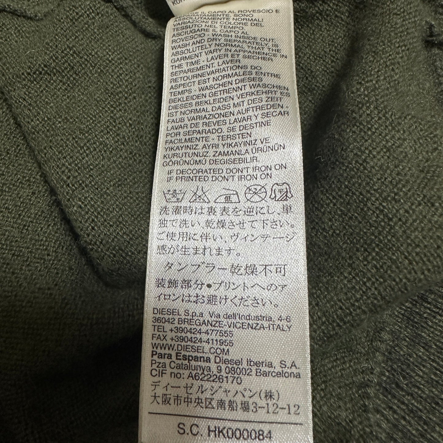 DIESEL Olive Green Cotton Panel Knit Sweater