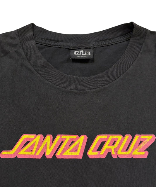 SANTA CRUZ Y2K Strip Neon Logo T-Shirt Black Size XXL