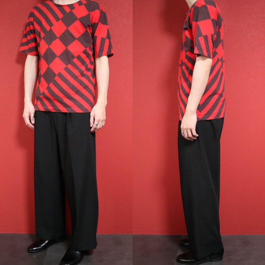 Issey Miyake Bleached Tie-dye Stripe Check T-Shirt Size 2