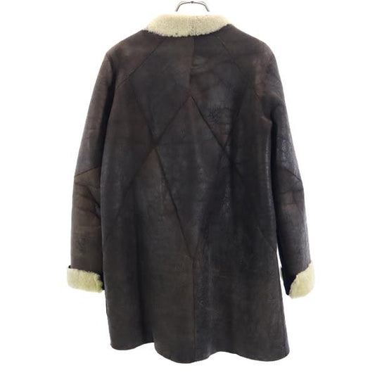 HELMUT LANG Sheepskin Suede Boa Lined Jacket Brown Size M