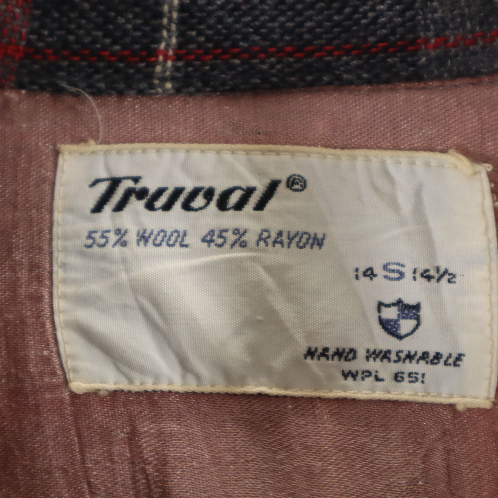 Truval 50s 60s Vintage Rayon Check Open Shirt Red Size S