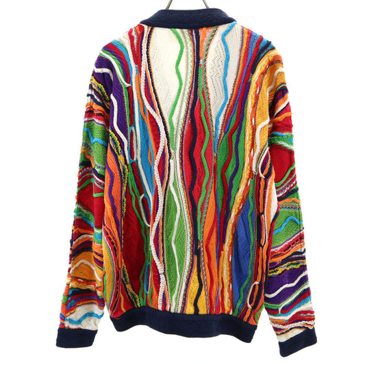 COOGI 90s Australian 3D V-Neck Knit Cardigan Navy Size SS